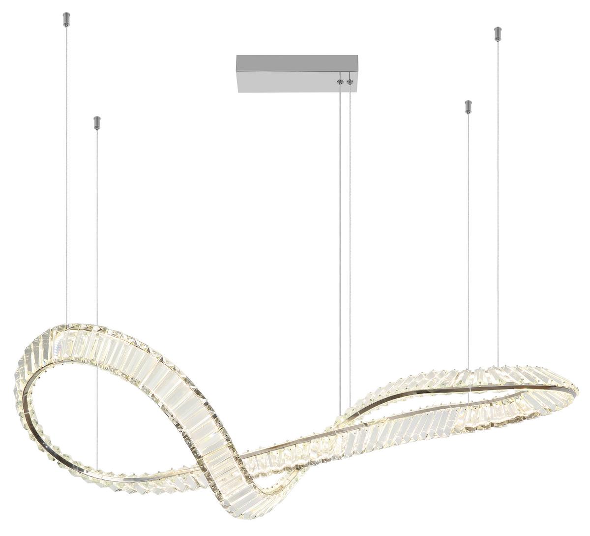LED-HÄNGELEUCHTE 67339-72C NEIL - Klar/Chromfarben, Basics, Glas/Metall (110/33/120cm) - Globo