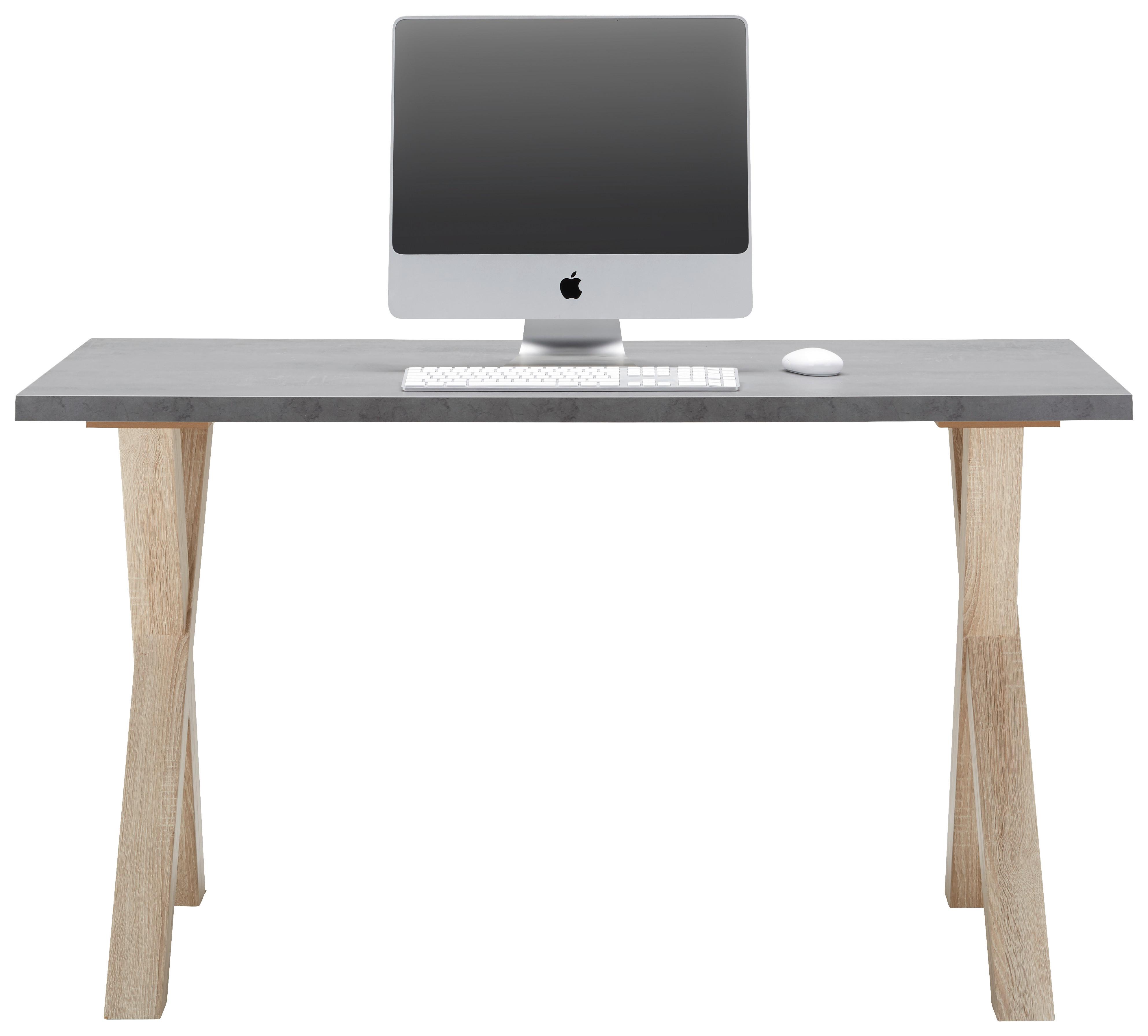 Schreibtisch in Graphitfarben - Eichefarben/Graphitfarben, MODERN, Holzwerkstoff (140/75cm) - Modern Living