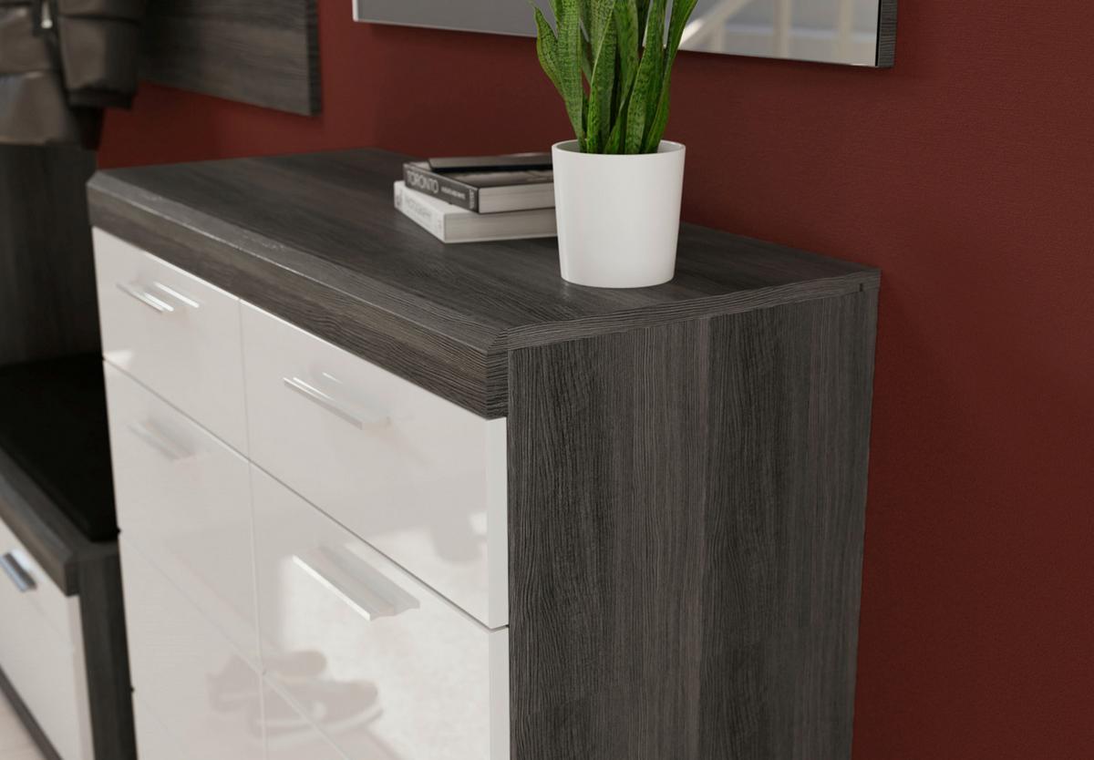 Predsoba Scout, Siva, Bela, Visoki Sijaj, 5-Delno - srebrne barve/temno siva, Design, steklo/leseni material (272/197/40cm) - MID.YOU