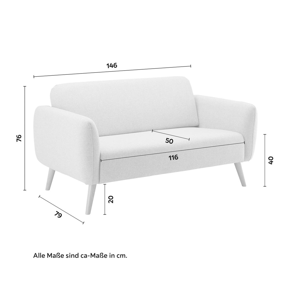 Sofa Pia Hellgrau Webstoff - Hellgrau/Naturfarben, MODERN, Holz/Textil (146/76/75cm) - Bessagi Home