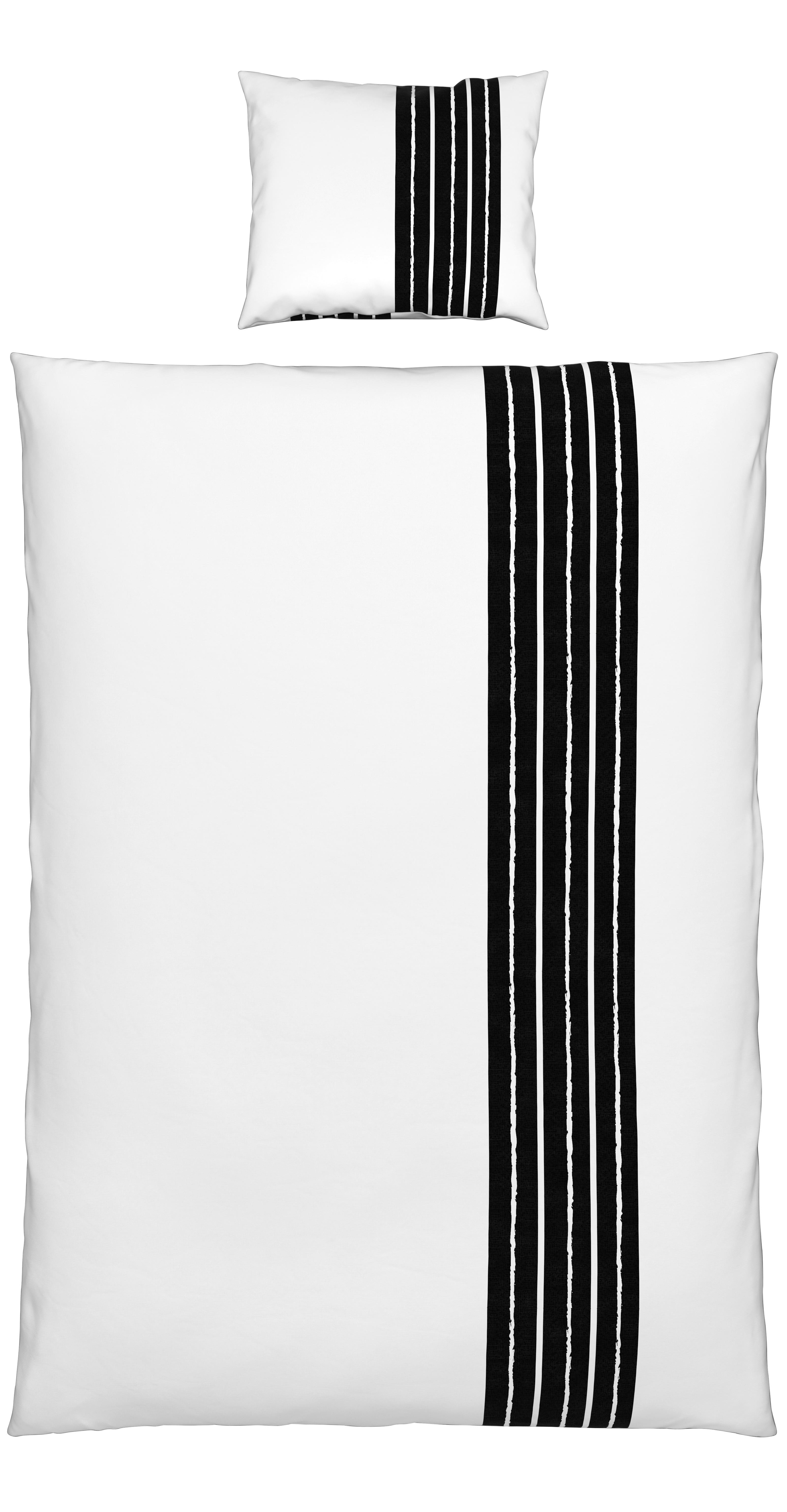 Bettwäsche Stripes in Weiss/Schwarz ca. 160x210cm - Weiss, Modern, Textil (160/210cm) - Modern Living