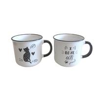 Tassenset Cats Schwarz/Weiß 2-teilig - Schwarz/Weiß, KONVENTIONELL, Keramik (9,8/9,2cm) - Mömax