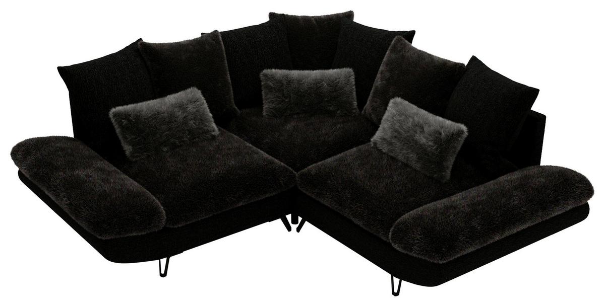 Wohnlandschaft Bormio - Schwarz/Dunkelblau, Modern, Textil/Metall (276/276cm) - Premium Living