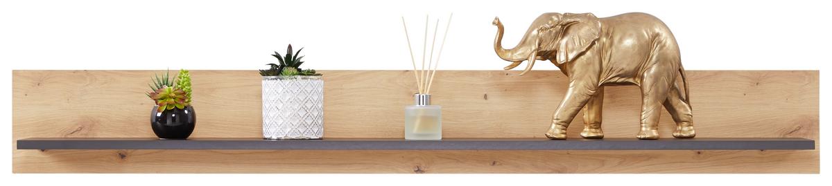Zidna Polica Tonale - siva/boje hrasta, Moderno, drvni materijal (147/19/21,6cm) - Modern Living