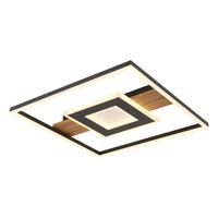 LED-DECKENLEUCHTE 67324-24 - Klar/Dunkelbraun, Natur, Kunststoff/Metall (37,8/37,8/5cm) - Globo