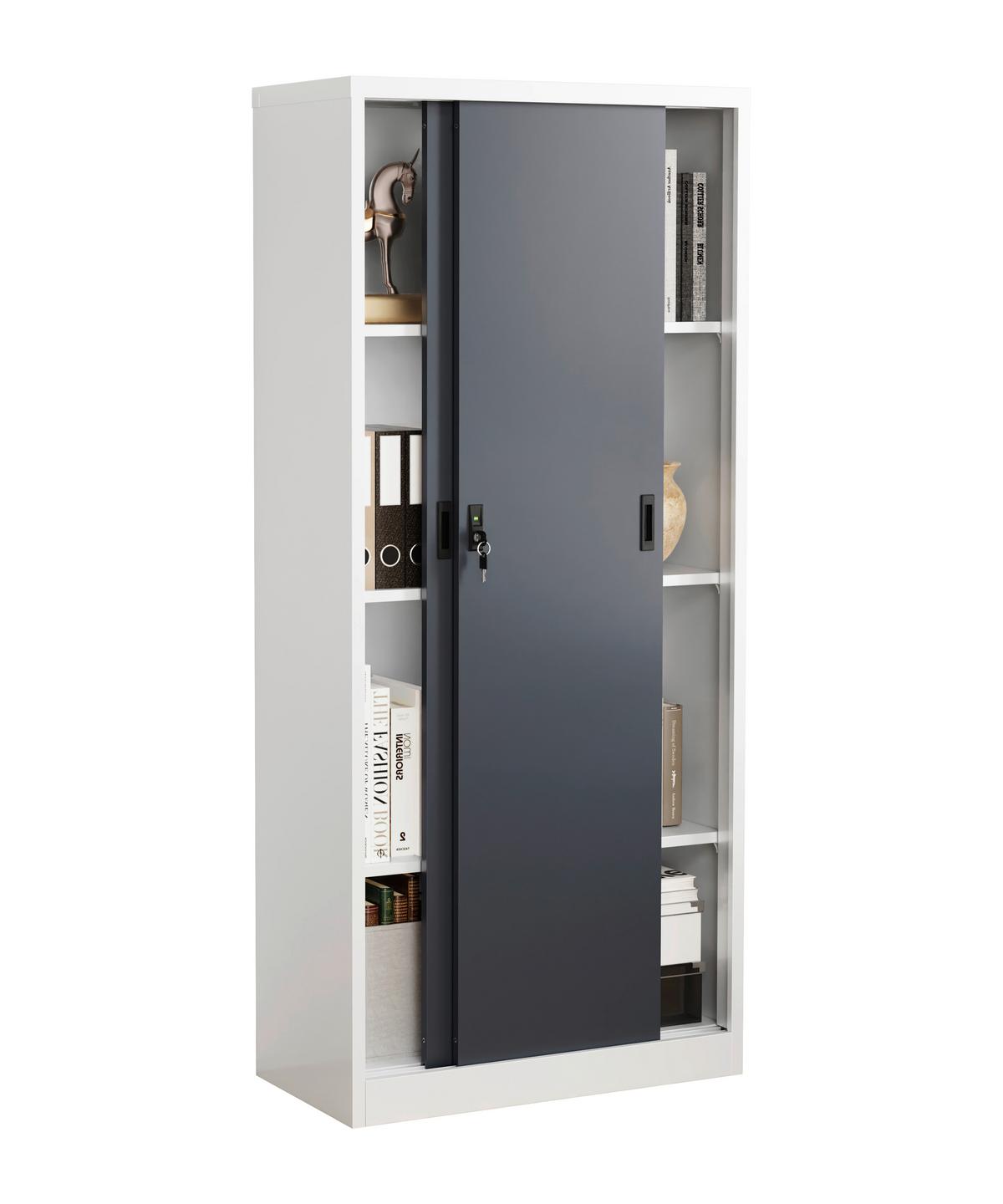 Aktenschrank Malivo - Weiss/Anthrazit, Konventionell, Metall (80/180/40cm) - MID.YOU