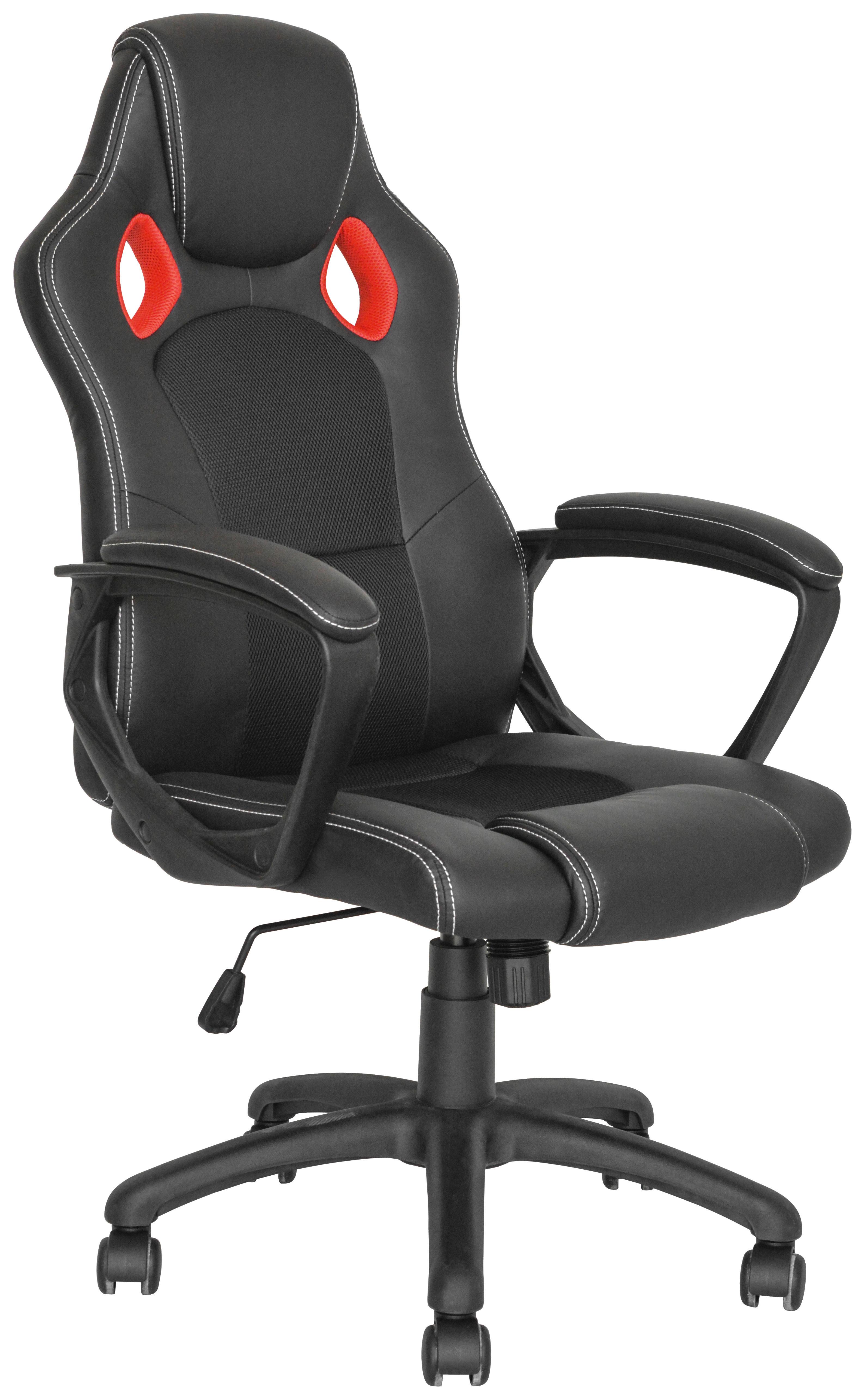 Scaun directorial Linz - roșu/negru, Modern, plastic/textil (63/111-120,5/70,5cm) - Modern Living