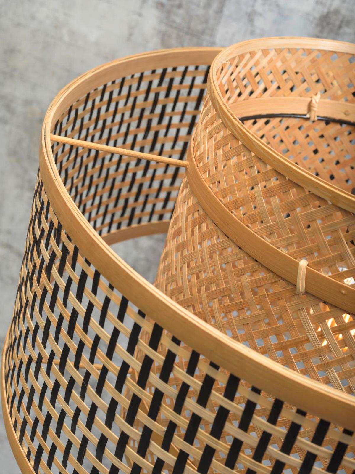 Viseča Svetilka Bhutan, Črna, Bambus - črna/rjava, Design, naravni materiali (53/236,5/53cm) - Good & Mojo