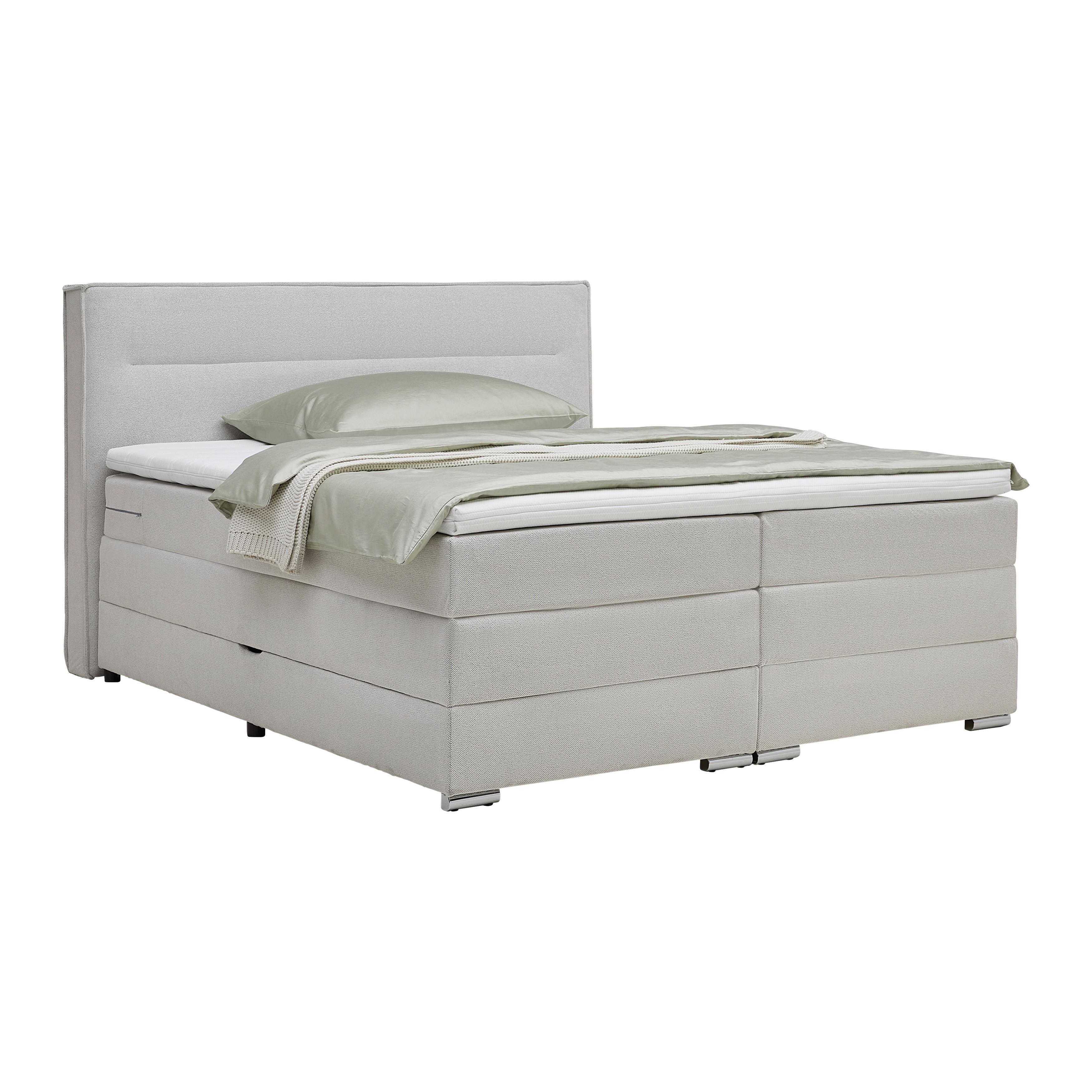 Boxspringbett In Grau Ca. 160x200cm - Zinkfarben/Grau, Konventionell, Holz/Holzwerkstoff (160/200cm) - Premium Living