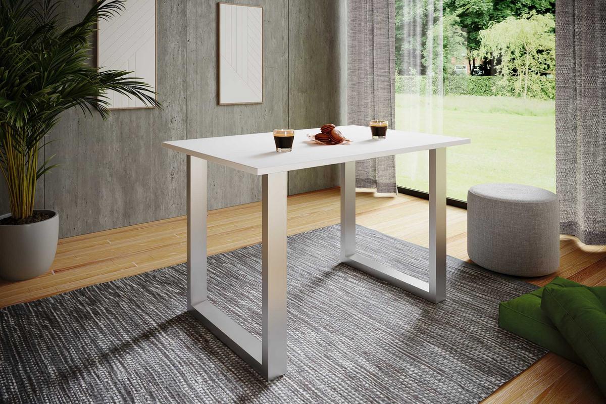 Jedilna Miza Xona, Bela, Srebrna - srebrne barve/bela, Basics, leseni material (140/80/76cm) - MID.YOU