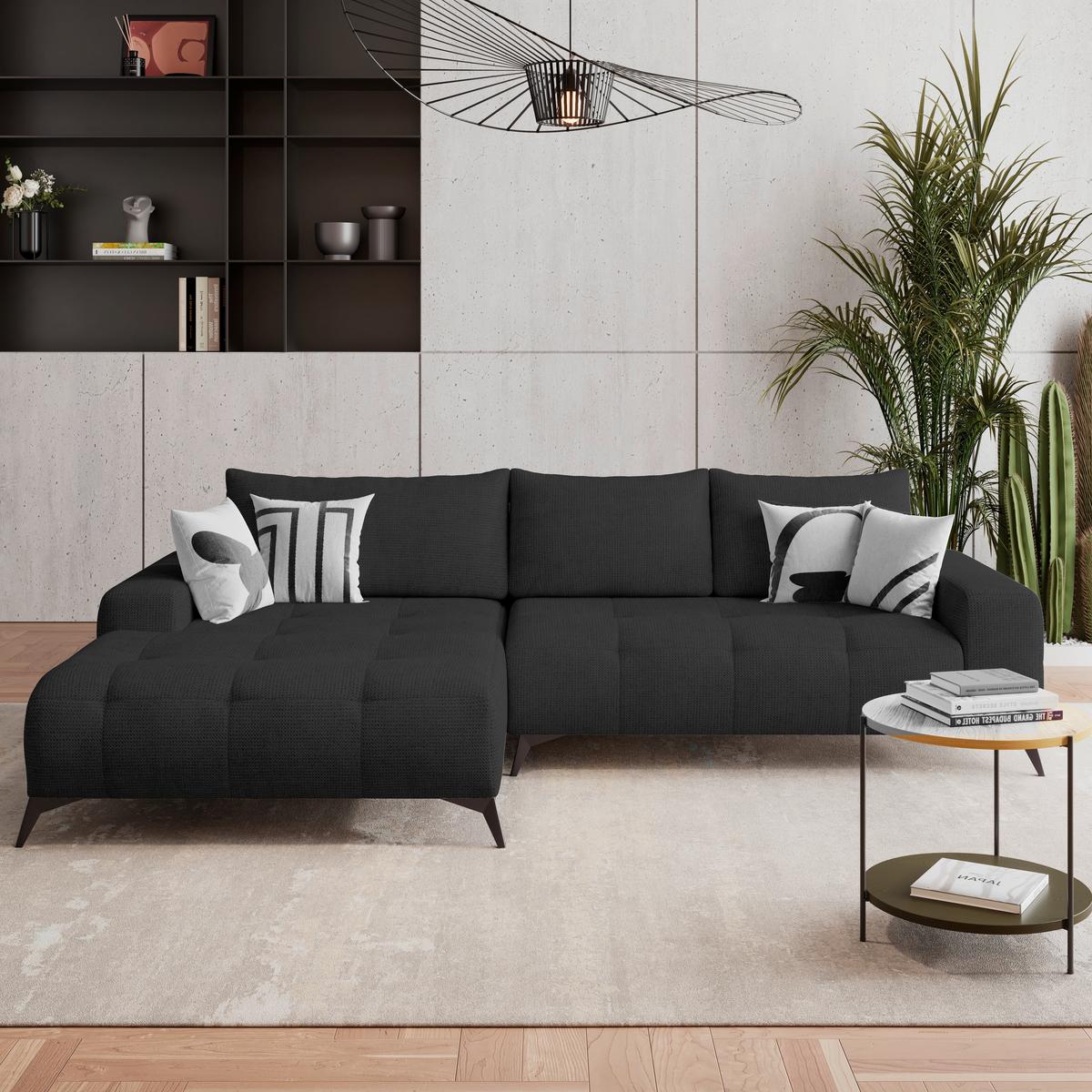 Kutna Garnitura Mauro - crna, Trend, tekstil/metal (175/290cm) - Luca Bessoni