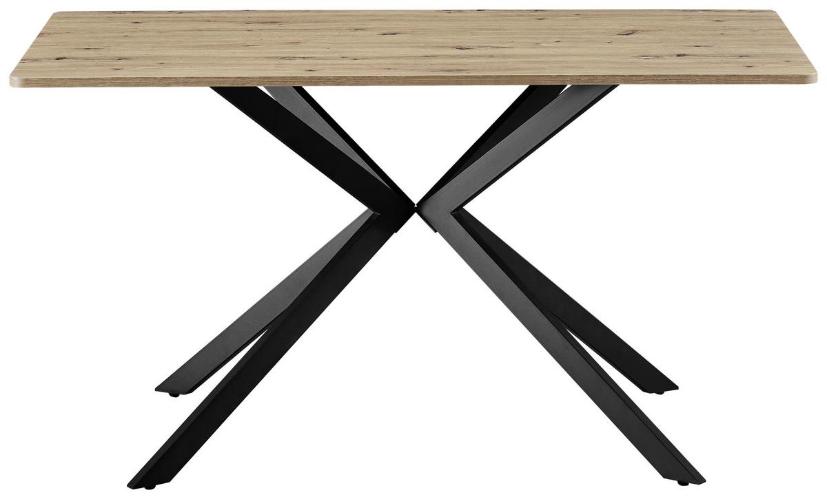 Jedilna Miza Nils - črna/barve hrasta, Trend, kovina/leseni material (140/80/76cm)