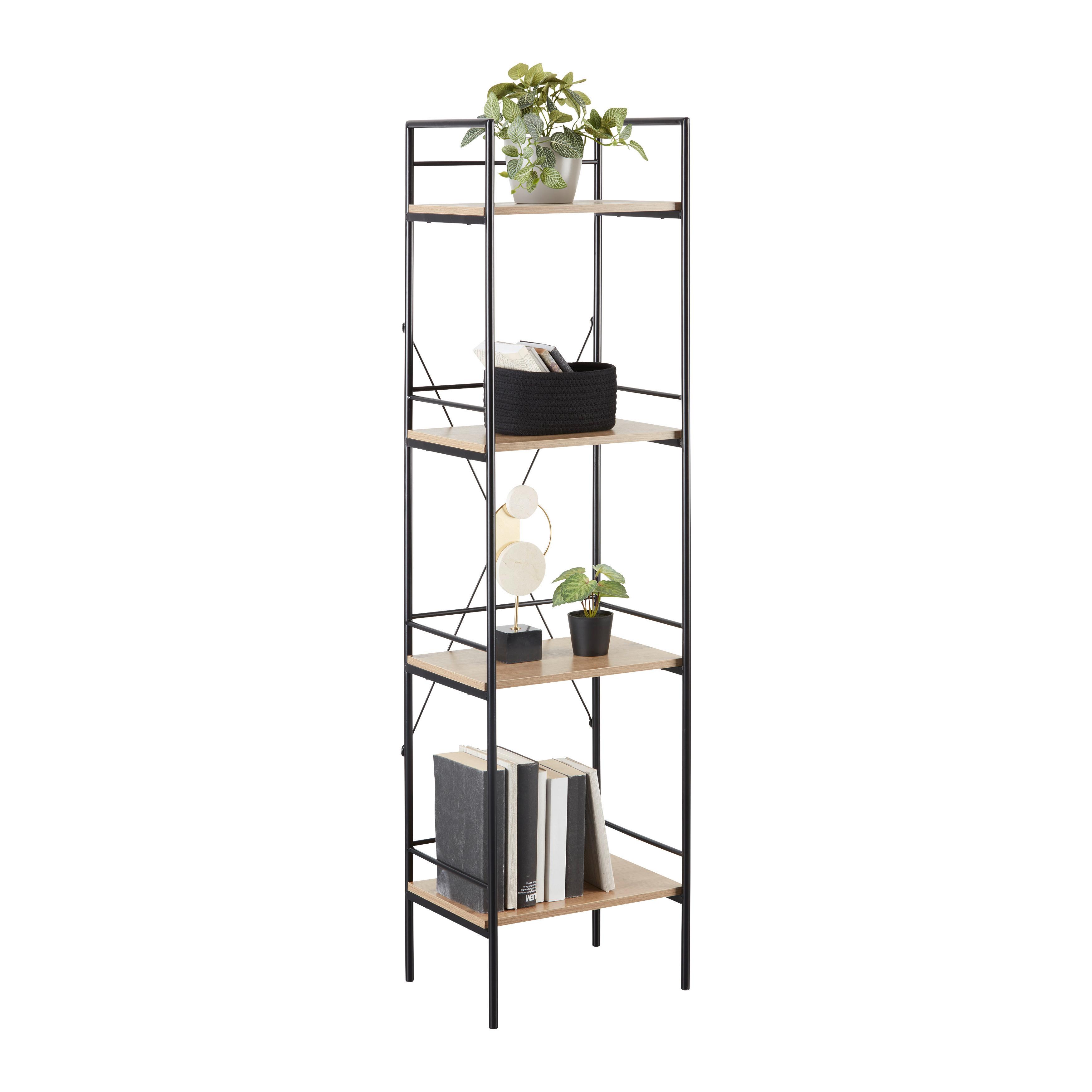 Regal Mosel 3 Schwarz/Eichefarben - Eichefarben/Schwarz, MODERN, Holzwerkstoff/Metall (34/130/27cm) - Mömax