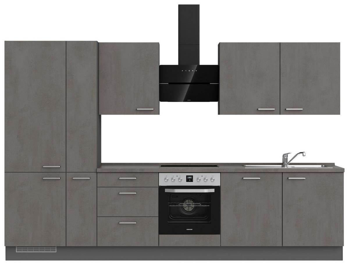 Küchenblock Riva High m. Geräten Schieferfarben - Schieferfarben/Edelstahlfarben, MODERN, Holzwerkstoff/Metall (330cm) - Nobilia