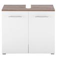 Waschbeckenunterschrank Weiß/Eiche - Eichefarben/Alufarben, MODERN, Holzwerkstoff/Kunststoff (65/57,5/31,5cm) - MÖMAX modern living