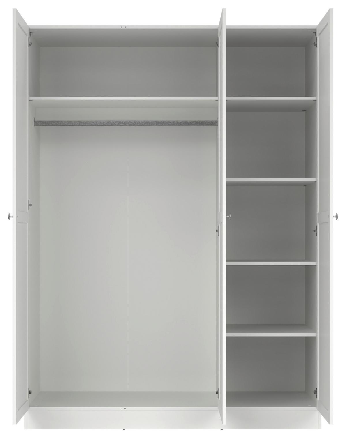 Omara S Klasičnimi Vrati Billund, Bela - srebrne barve/bela, Moderno, kovina/leseni material (147/200/61,7cm) - MID.YOU