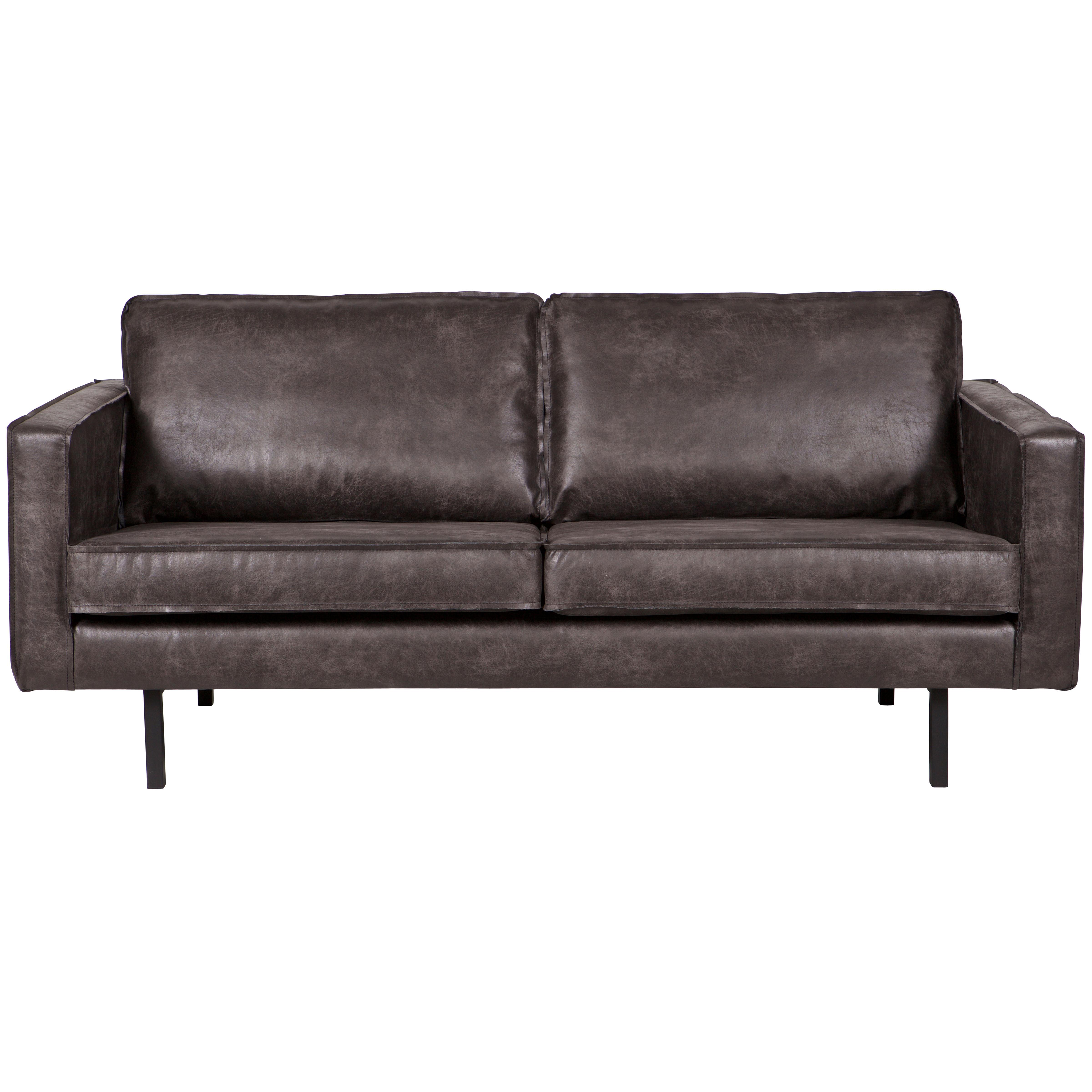 2,5-Sitzer Sofa Rodeo Schwarz B: 190cm - Schwarz, Design, Leder/Metall (190/85/86cm) - Livetastic