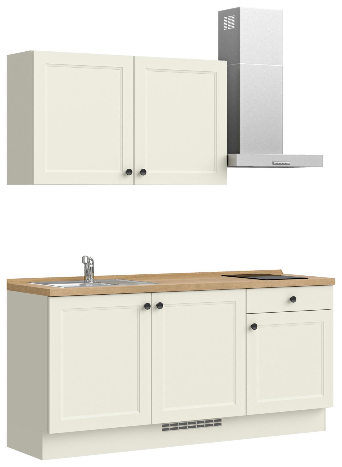 Küchenblock Cascada Low m. Geräten Weiß - Eichefarben/Schwarz, MODERN, Holzwerkstoff/Metall (180cm) - Nobilia