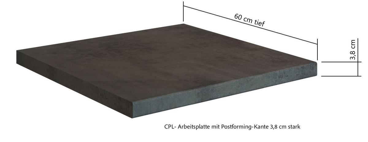 Küchenleerblock Liverpool Graphitfarben/Eichefarben - Schieferfarben/Eiche Wotan, Basics, Holzwerkstoff/Metall (240cm) - Held