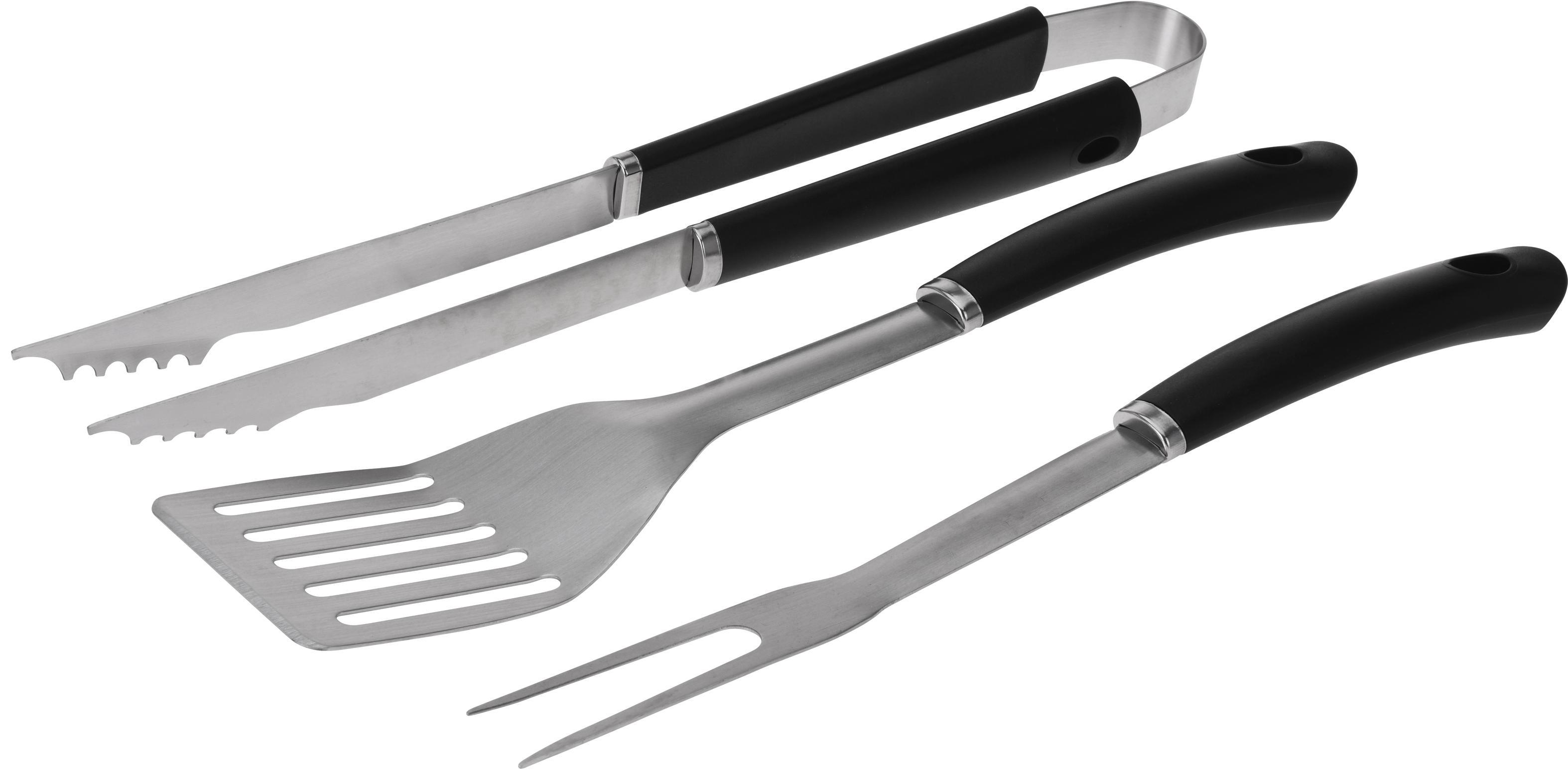 Grillbesteck Ricco in Grau 3-teilig - Grau, KONVENTIONELL, Metall (42,5cm)
