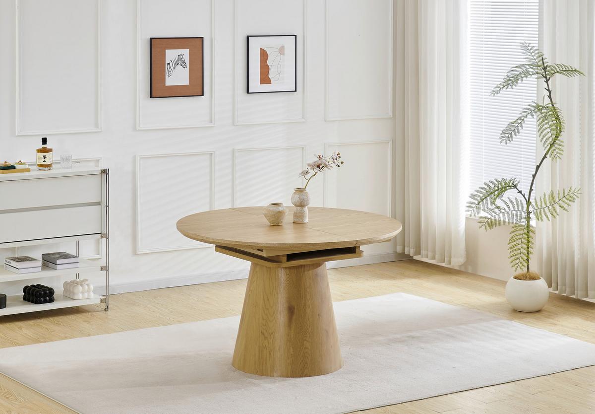Raztegljiva Miza Sundsvall, Barva Hrasta, 120-160x120 - barve hrasta, Moderno, leseni material/les (120-160/120/76cm) - P & B