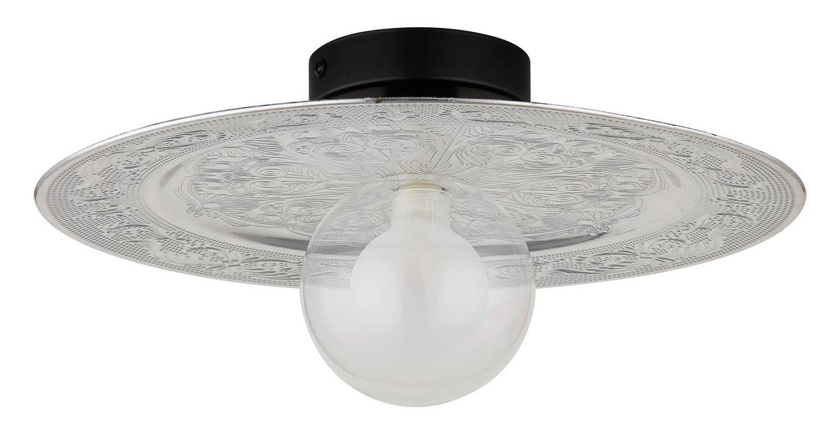 Stropna Svjetiljka Srebrna Boja - srebrne boje/prozirno, Konvencionalno, staklo/metal (33/15cm) - Globo