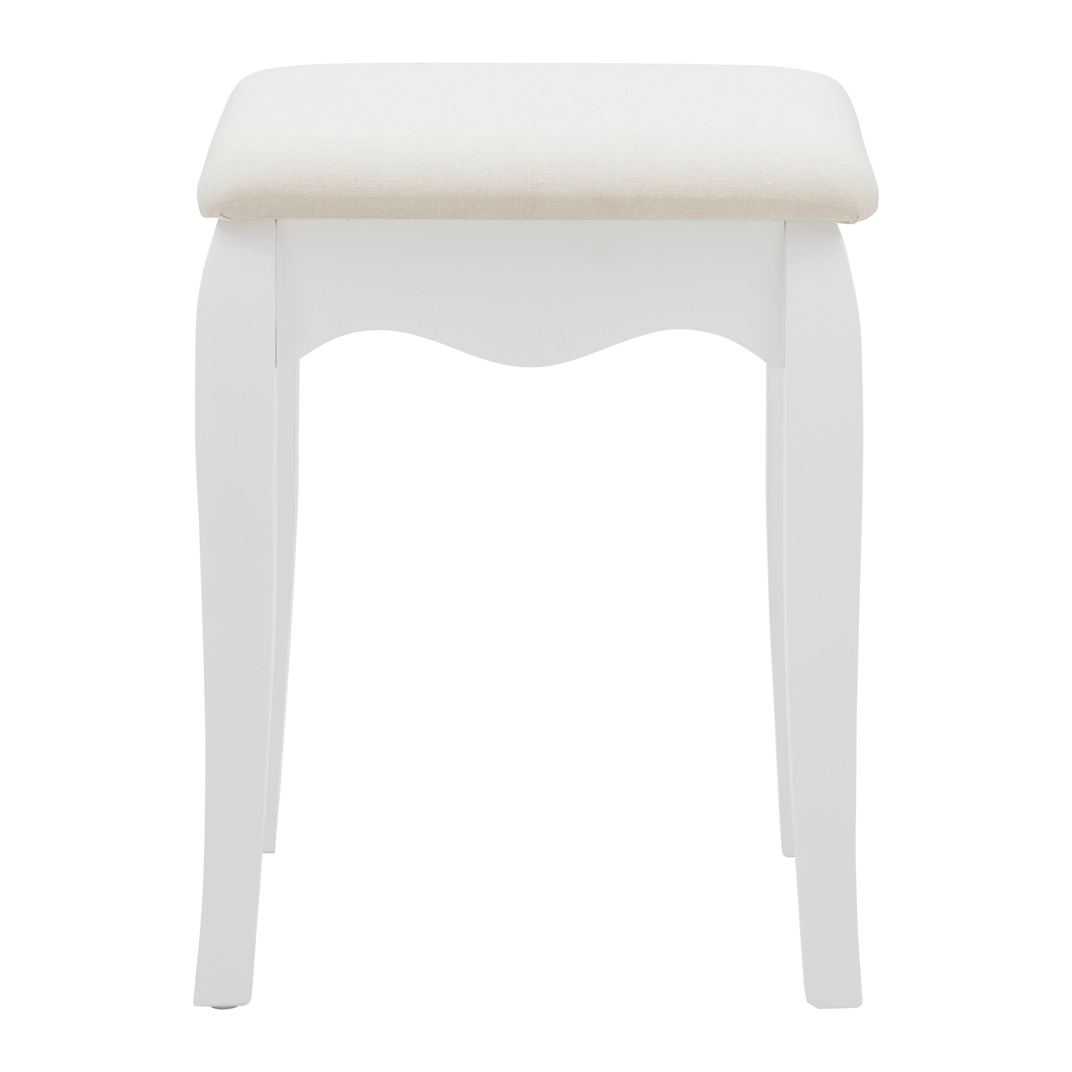 Hocker Sara II Weiß - Beige/Weiß, ROMANTIK / LANDHAUS, Holz/Holzwerkstoff (35/45/28cm) - Mömax