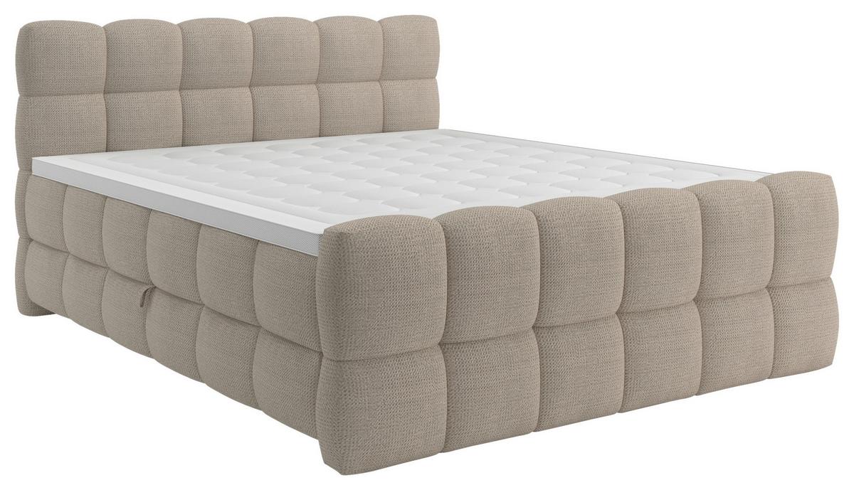 Boxspring Krevet Brisbane - bež/crna, Trend, drvni materijal/drvo (120/220cm) - Premium Living
