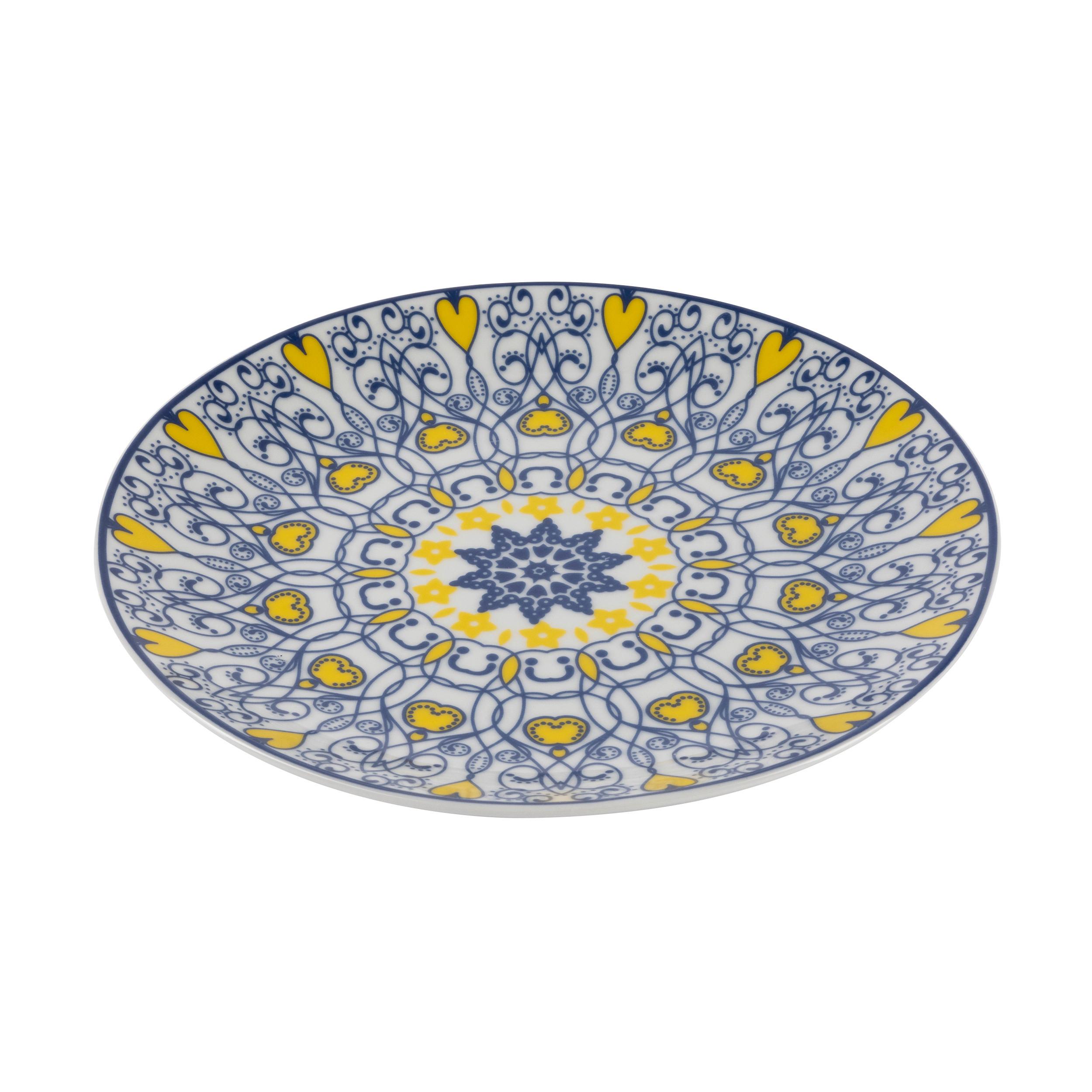 Speiseteller Maja Blau/Gelb Ø ca. 26,7cm - Blau/Gelb, LIFESTYLE, Keramik (26,7/2,7cm) - Mömax