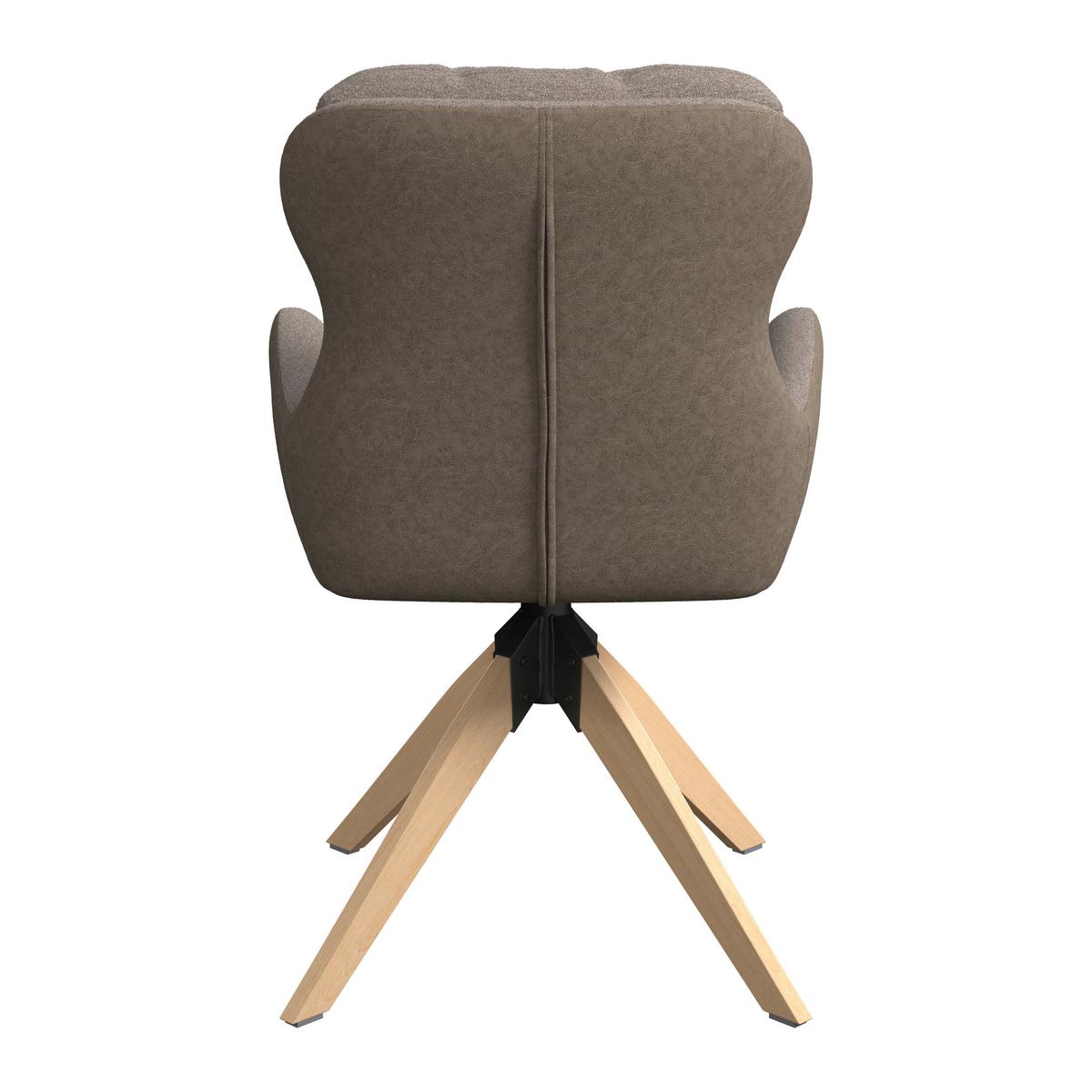 Armlehnstuhl Neelia Braun Webstoff Drehbar Gepolstert - Braun/Naturfarben, MODERN, Holz/Textil (71/60/94cm) - Bessagi Home