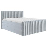 Boxspringbett Simon in Mintgrün ca. 180x200cm - Blaugrau/Schwarz, KONVENTIONELL, Holzwerkstoff/Kunststoff (180/200cm) - Premium Living