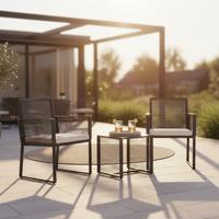 Gartenset Fidola 3-tlg. Schwarz - Schwarz, MODERN, Glas/Kunststoff - Gardenson