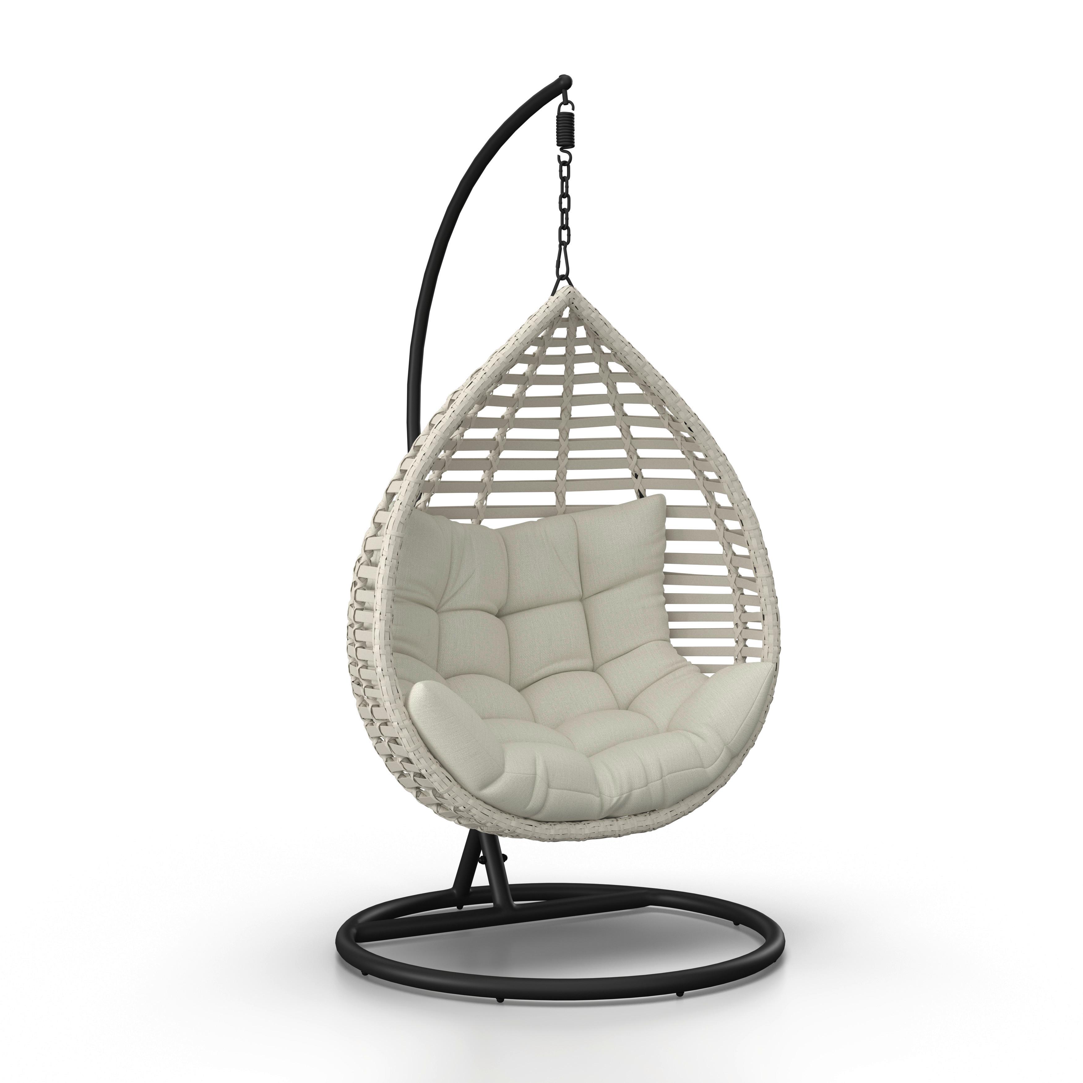 Viseči Stol Nancy, Krem - temno siva/krem barve, Moderno, kovina/umetna masa (105/196/120cm) - Bessagi Garden