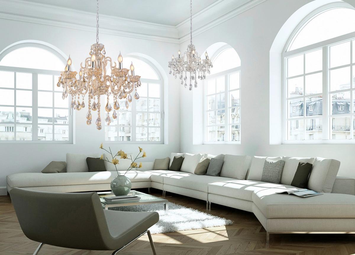 KRYSZTAŁOWA LAMPA WISZĄCA 3081-97 GRACIA - szampanowy, Lifestyle, tworzywo sztuczne/metal (71/180cm) - Paul Neuhaus