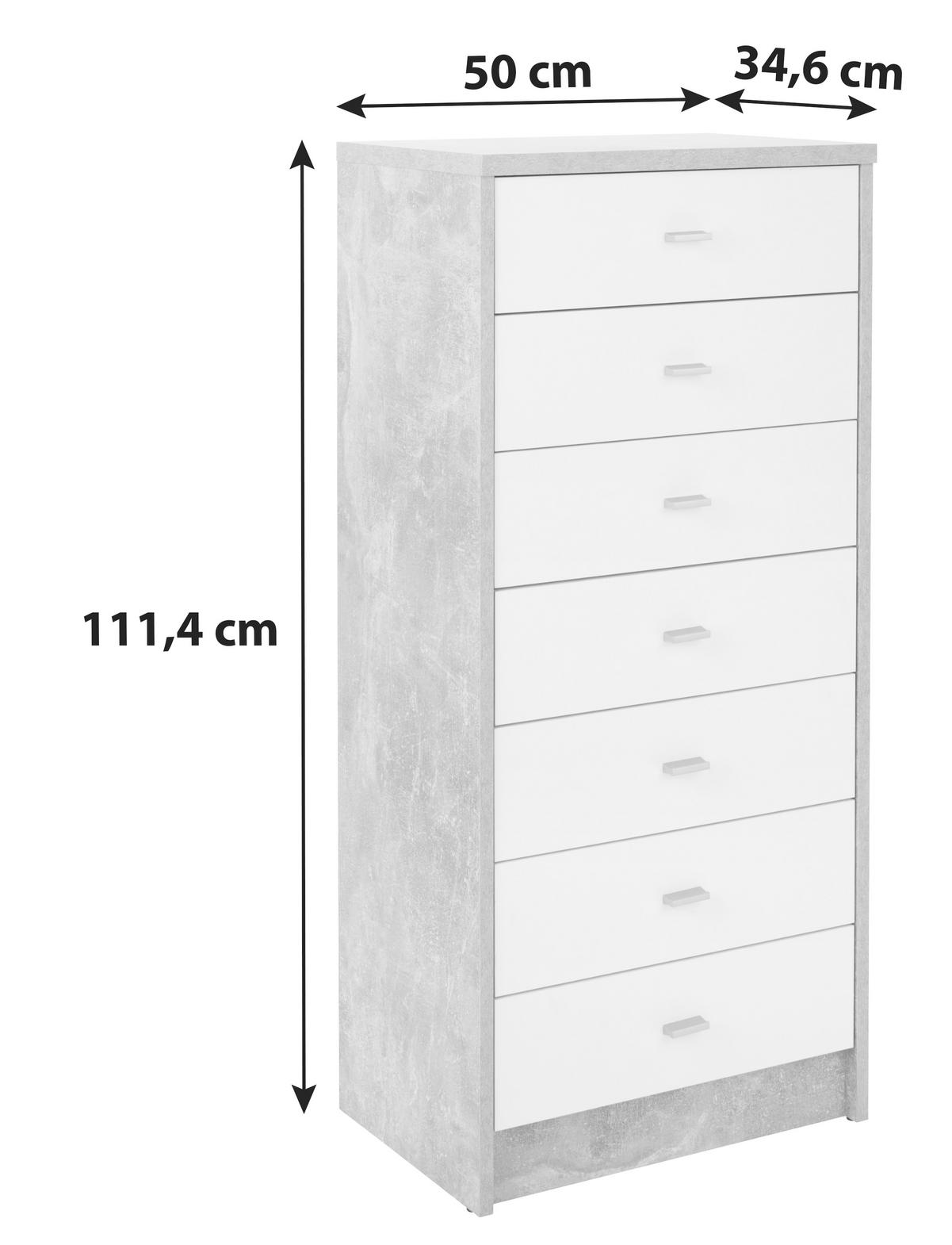Komoda 4-you New, Bela, Barva Hrasta - barve kroma/barve hrasta, Moderno, umetna masa/leseni material (50/111,4/34,6cm) - Mömax