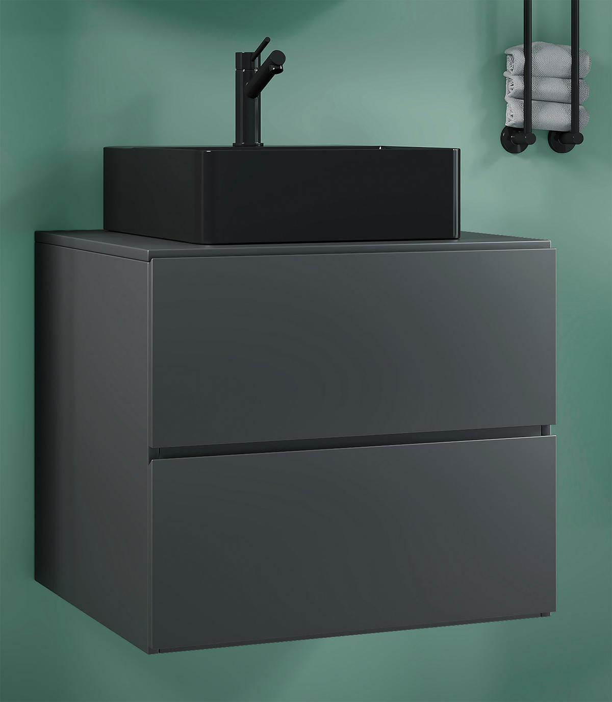 Kombiniran Umivalnik Lendas S, Antracit - antracit, Moderno, leseni material/keramika (61cm) - MID.YOU