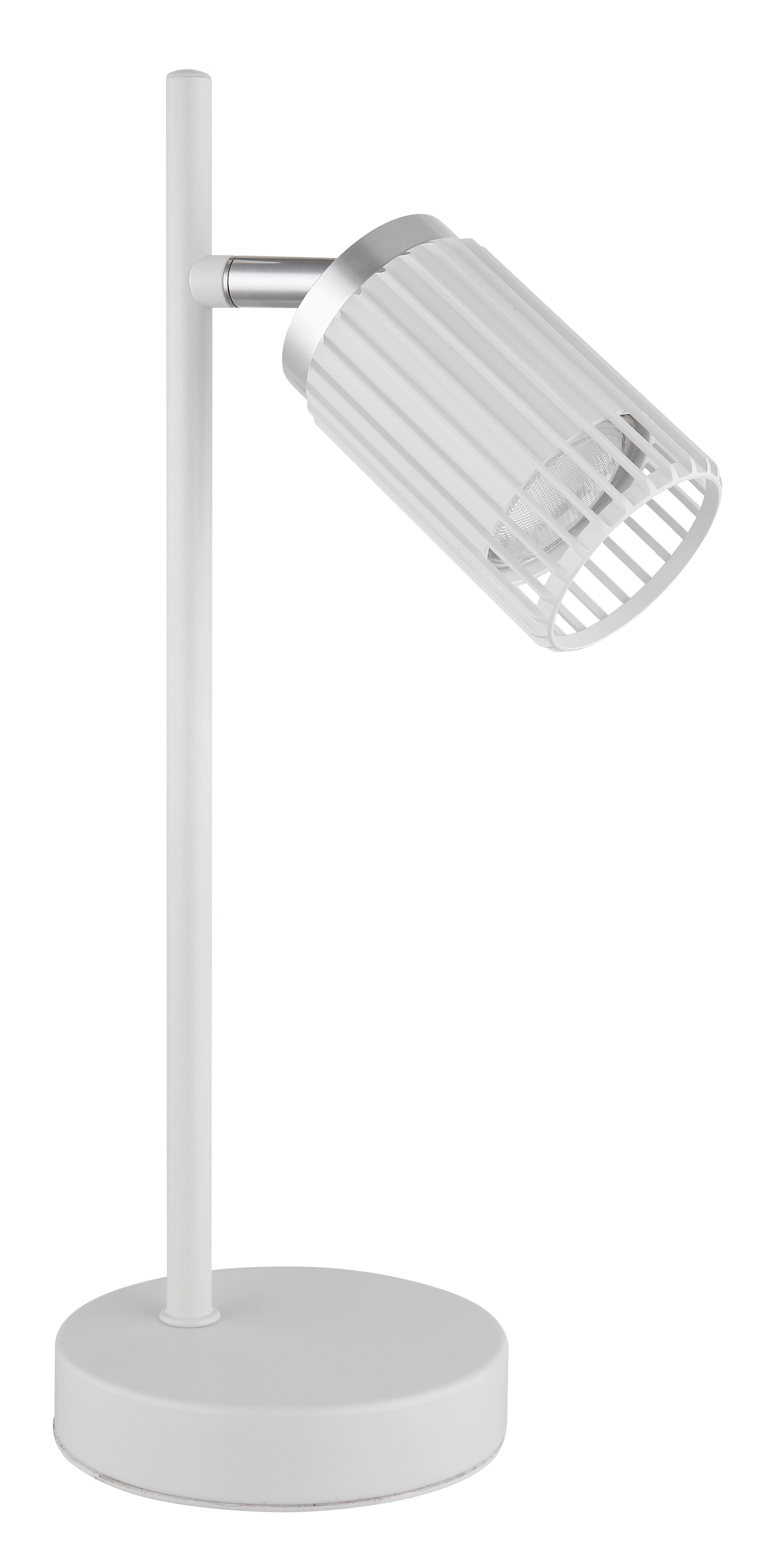 TISCHLEUCHTE 57906TW KORBEN - Chromfarben/Weiss, Design, Kunststoff/Metall (16,5/12/35cm) - Globo