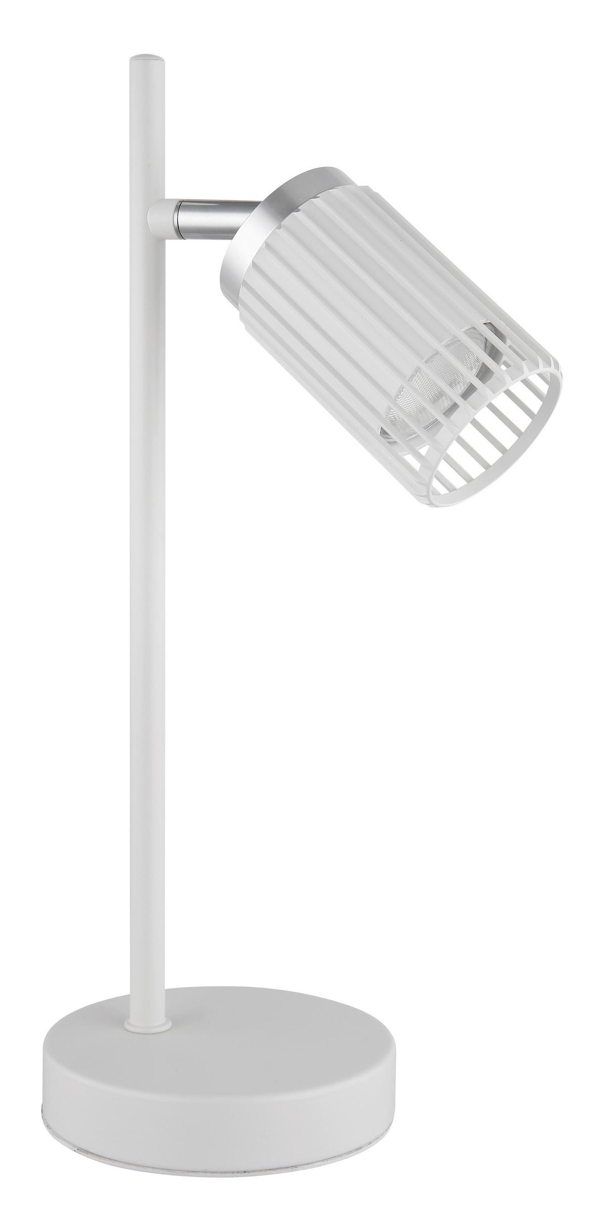 TISCHLEUCHTE 57906TW KORBEN - Chromfarben/Weiss, Design, Kunststoff/Metall (16,5/12/35cm) - Globo