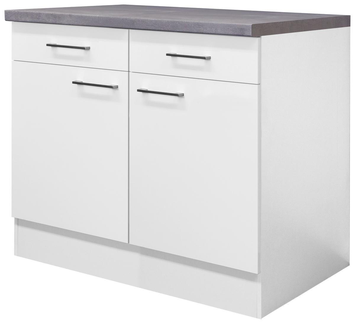 Kuhinjska Spodnja Omarica Neo, Bela, Siva, Š. 100 Cm - barve nerjavečega jekla/bela, Moderno, kovina/leseni material (100/86/60cm)