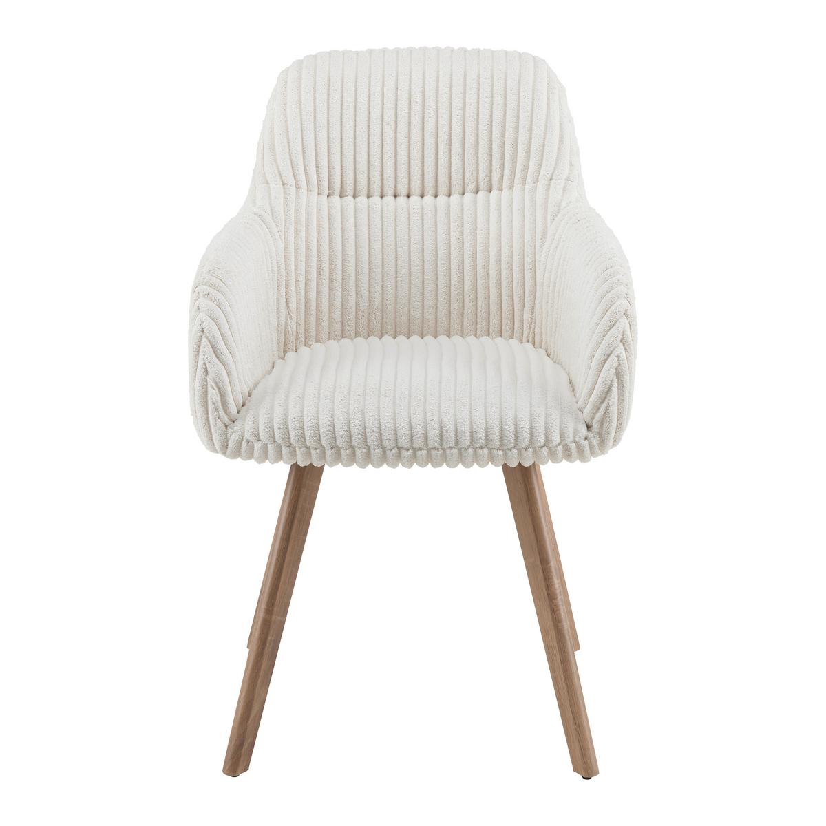 Armlehnstuhl Mattia Beige Feincord, Gepolstert - Eichefarben/Beige, MODERN, Holz/Textil (56/87/61cm) - Bessagi Home