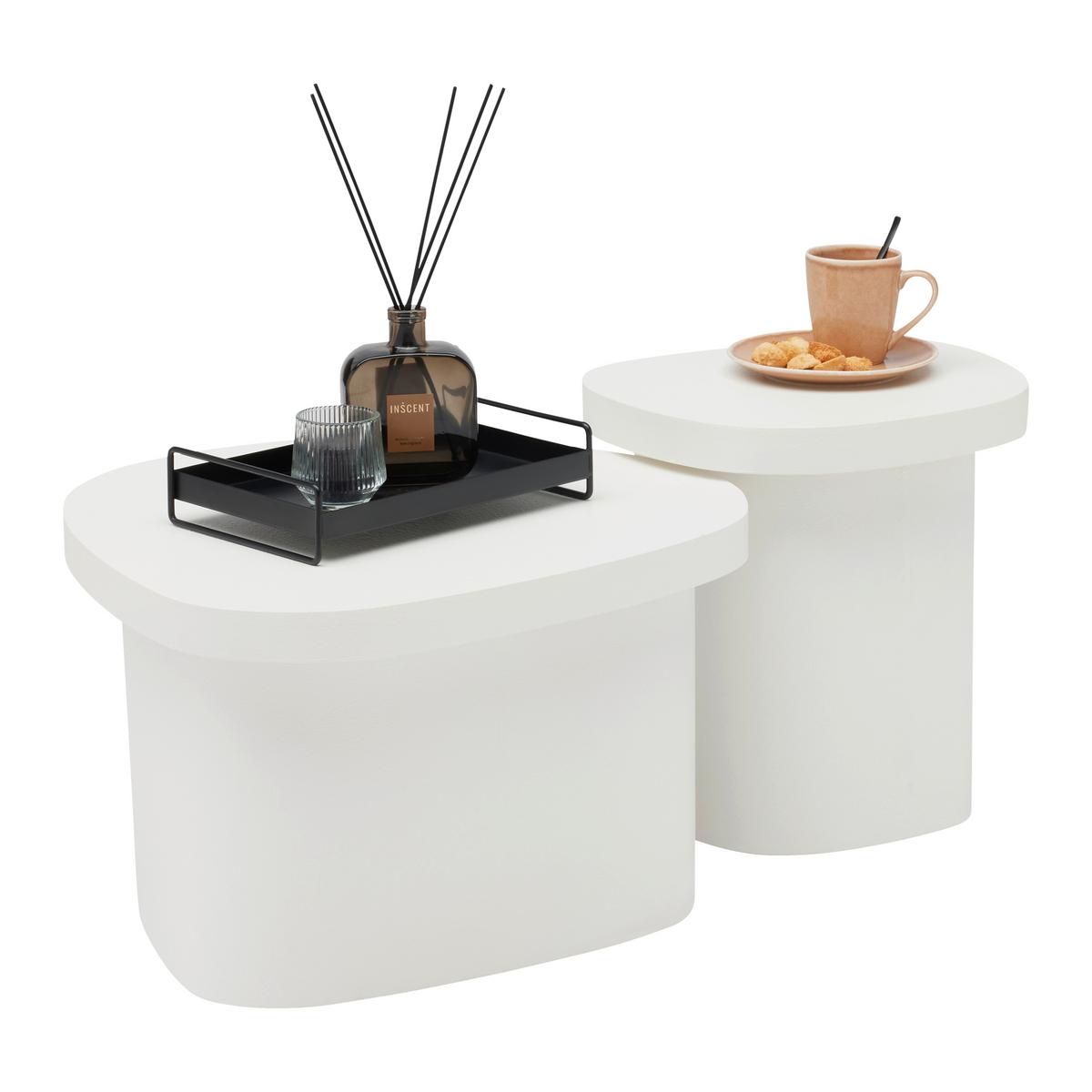 ZESTAW STOLIKÓW KAWOWYCH STELLA -TREND- - biały, Romantik / Landhaus, materiał drewnopochodny (60/40/35/40/55/34cm) - Premium Living