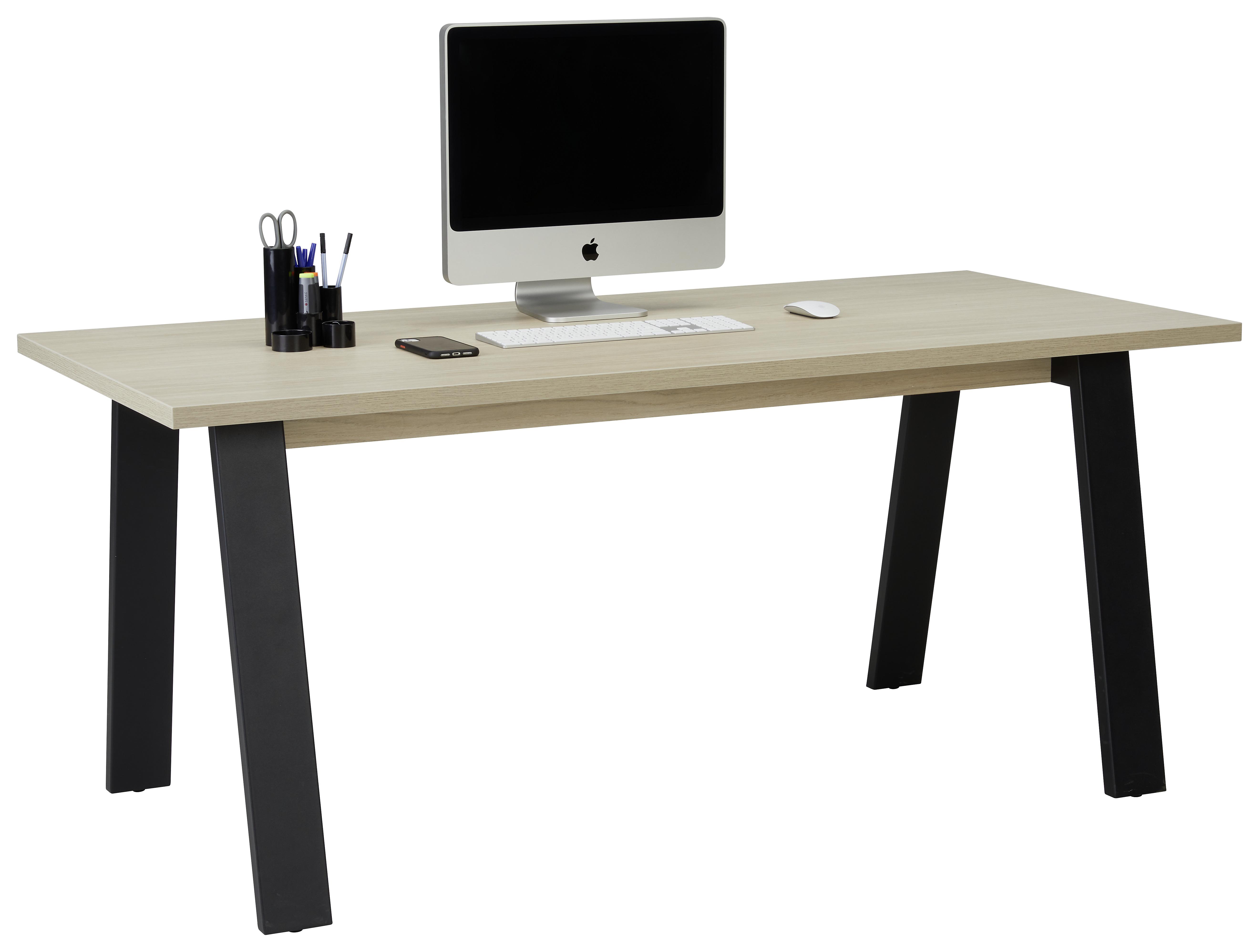 Schreibtisch in Schwarz/Eichefarben - Eichefarben/Schwarz, MODERN, Holzwerkstoff/Metall (172/75/80cm) - Modern Living
