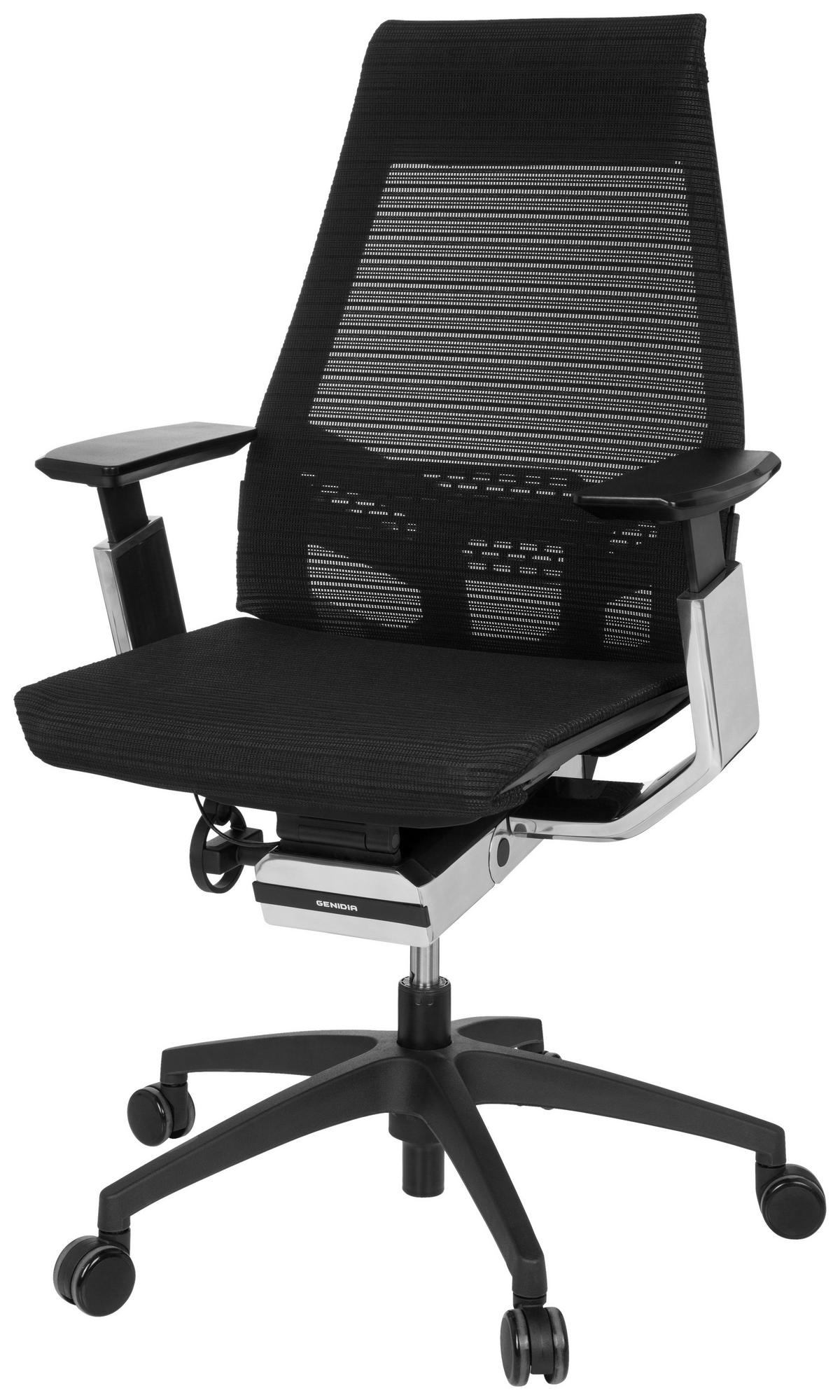 Pisarniški Stol Genidia Smart Black, Črna - barve kroma/črna, Moderno, umetna masa/tekstil (70/112/55cm) - MID.YOU