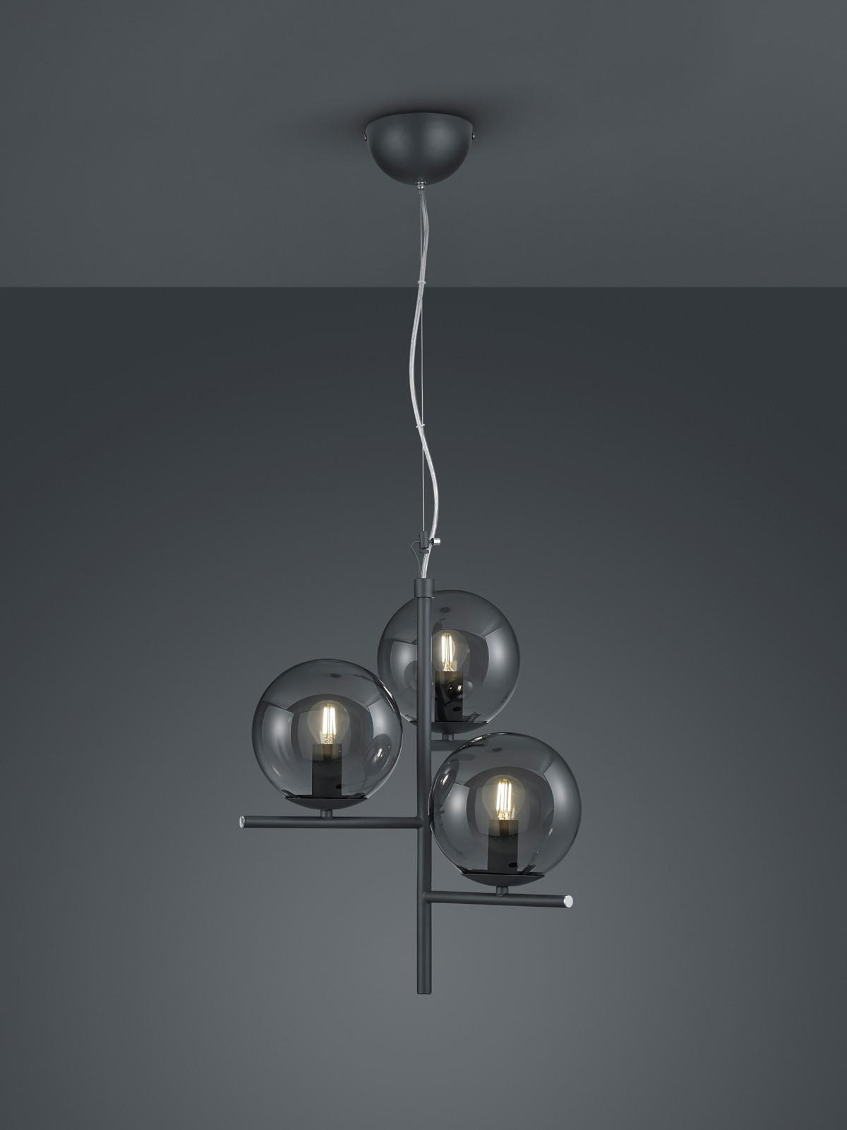 Hängeleuchte Pure Anthrazit max. 28 Watt - Anthrazit, Basics, Glas/Metall (40/150cm) - Trio Leuchten
