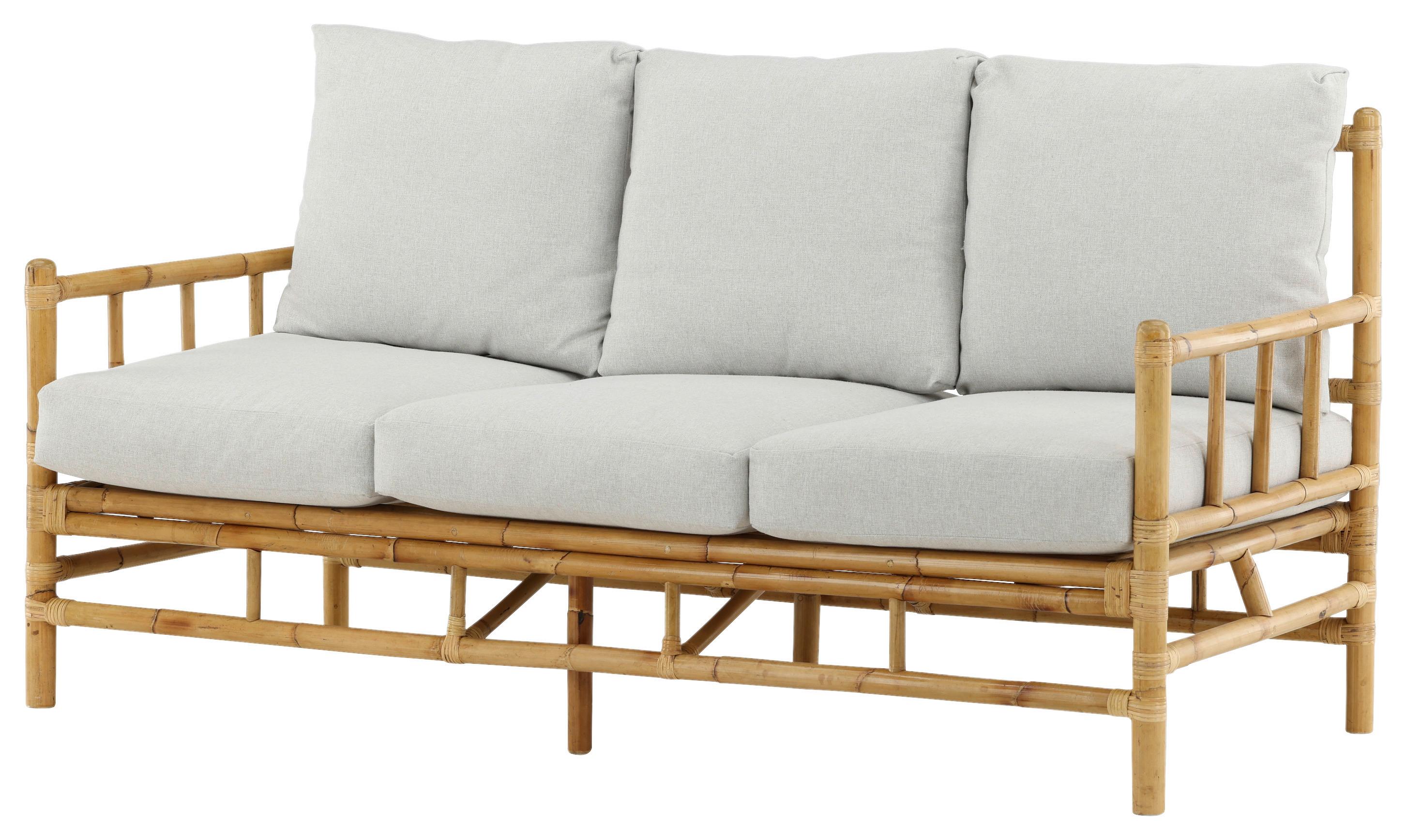 Loungesofa Cane Bambus Rattan ca. 180x77 cm - Hellbraun/Creme, KONVENTIONELL, Holz/Textil (180/88/77cm) - Gardenson