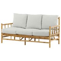 Loungesofa Cane Bambus Rattan ca. 180x77 cm - Hellbraun/Creme, KONVENTIONELL, Holz/Textil (180/88/77cm) - Gardenson