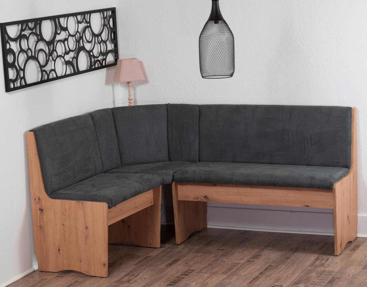 Eckbank Duisburg Grau/Eiche Artisan - Eiche Artisan/Grau, KONVENTIONELL, Holzwerkstoff/Textil (165/89/125cm) - P & B