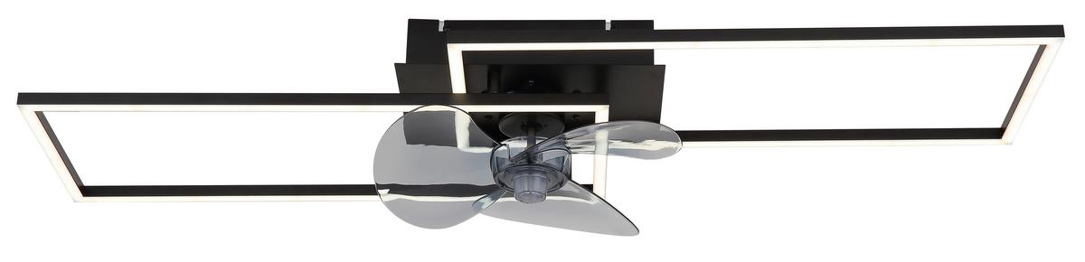 DECKENVENTILATOR 67243-30BF - Opal/Schwarz, Design, Kunststoff/Metall (90/30/15cm) - Globo