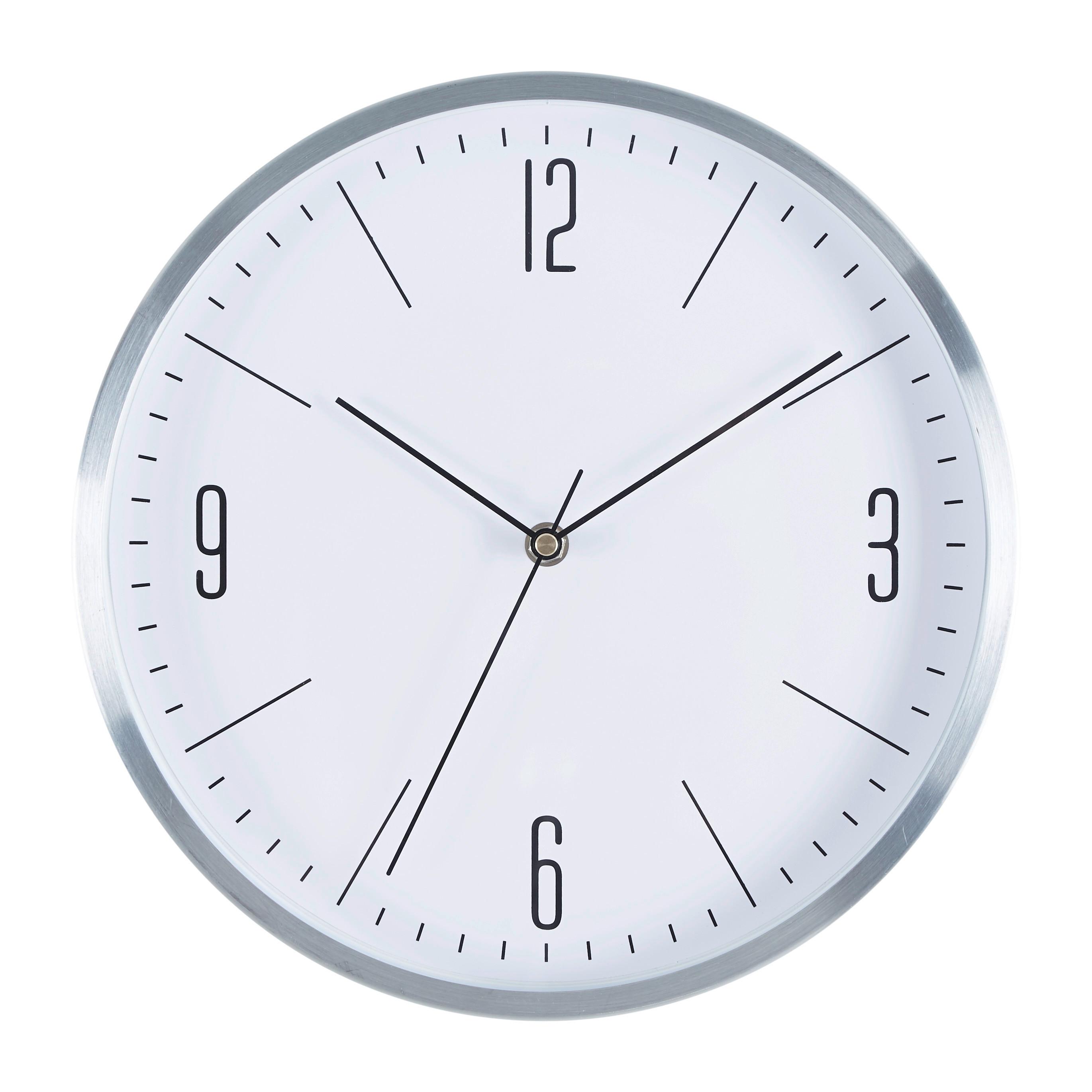 Wanduhr Jesper Ø ca. 30,5cm - Silberfarben, MODERN, Glas/Metall (30,5/30,5/4cm) - Mömax