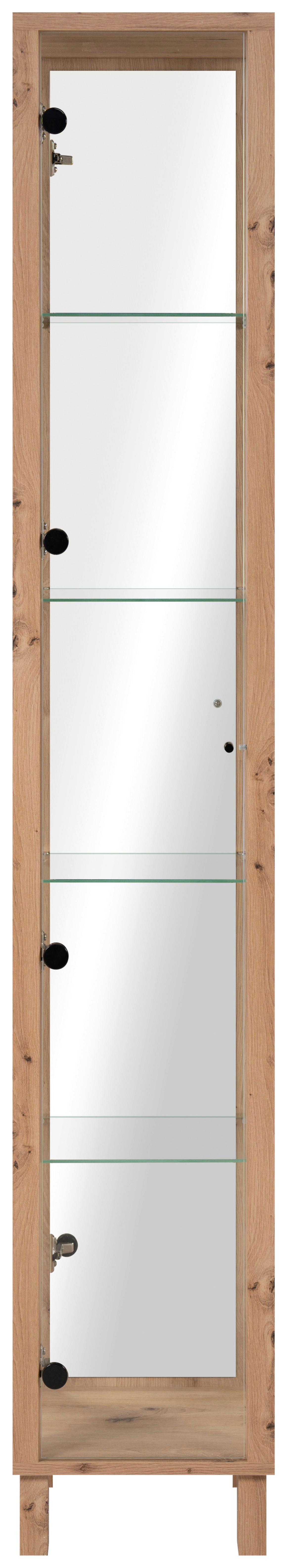 Vitrina Albi - crna/hrast artisan, Moderno, staklo/pločasti materijal (33/189/33cm) - Modern Living